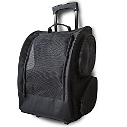 OxGord Rolling Backpack Pet Carrier, 14 x 11 x 19 – Inch, Black