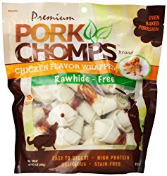 Scott Pet Products Pork Chomps Premium 18 Count Chicken Wrapped Knotz for Dogs, 3 to 4-Inch