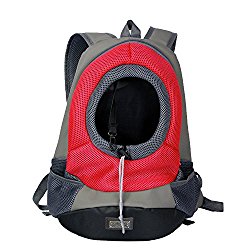 Quno Pet Carrier Backpack Adjustable Soft-sided Portable Easy-Fit Outdoor Travel Hiking for Dog Cat Small Animals Handbag Pack of 1 Red L