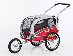 Sepnine 2 in1 medium pet dog bike trailer bicycle carrier and stroller jogger 20303 (red/grey)