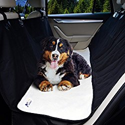 Dog Car Seat Cover: Hair Free Rear Bench! Convertible Black Hammock Shaped Comfort Accessory for Cars, SUVs, Trucks & Carriers. Waterproof, Nonslip, Washable Pet Backseat Protector, Pets Blanket & Bag
