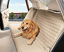 Elegant Comfort Waterproof Premium Quality Bench Car Seat Protector Cover (Entire Rear Seat) for Pets, Beige