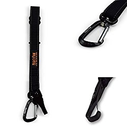 Mighty Paw Safety Belt, Dog Seat Belt, Latch Bar Attachment for Optimal Safety and Security, All Metal Hardware, Includes Tangle-Free Swivel Attachment, Carabiner, and Adjustable Length. (Black)