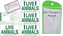 Live Animal Label Set of 5 w/ Pet Passport Pouch GREEN