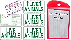 Live Animal Label Set of 5 w/ Pet Passport Pouch RED