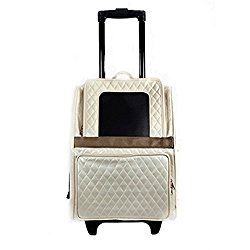 Petote Rio Bag on Wheels Pet Carrier, Ivory Quilted