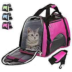 Airline Approved Pet Carrier Under Seat Soft Sided for Dogs Cats Small Puppies 17″L x 8″W x 10″H,Airline Travel Handbag Shoulder Bag,Middle,Pink