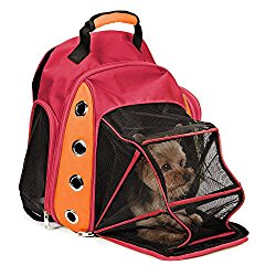 Multiple Deluxe Dog Carrier Mesh Travel Backpack Double Shoulders Straps Bag for Small Pet Puppy Cat Wine Red