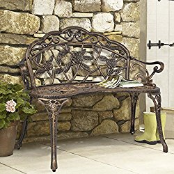 Best Choice Products Outdoor Patio Garden Bench Park Yard Furniture Cast Iron Antique Rose Bronze
