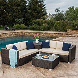 Isabel Outdoor Multibrown Wicker Sectional Sofa with Storage (6)