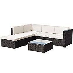 Tangkula 4 PCS Outdoor Patio Wicker Furniture Set Garden Poolside Sectional Sofa Sets