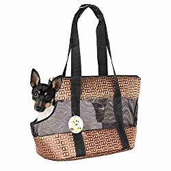 Travel Pet Carrier Purse By ANGEL DOGGY- Small Dog & Cat Polyester Travel Tote- Comfortable, Soft Sided, Airline Approved Shoulder Handbag For Puppy & Kitten- Go Shopping, Hiking, Walking, With Doggy