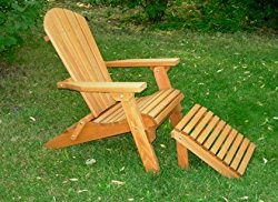 Folding Cedar Adirondack Chair W/ottoman Footstool & Stained Finish, Amish Crafted