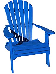 Phat Tommy Recycled Poly Resin Folding Adirondack Chair – Durable and Nature-Friendly Patio Furniture Armchair, Blue