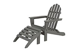 POLYWOOD PWS136-1-GY Classic 2-Piece Adirondack Chair Set, Slate Grey