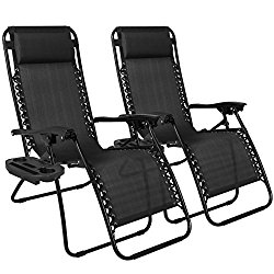 Best Choice Products Zero Gravity Chairs Case Of (2) Black Lounge Patio Chairs Outdoor Yard Beach New