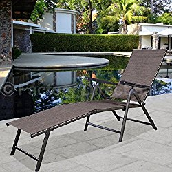GHP Outdoor Patio Furniture Textilene Adjustable Pool Chaise Lounge Chair