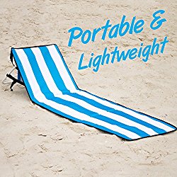 June & May Beach Chairs – Compact, Portable, Light-weight, Easy Set-Up, with Storage Pouch and Adjustable Back Beach Lounge Chairs