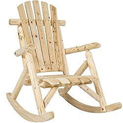 Best Choice Products Hardwood Log Rocking Chair Single Rocker Natural