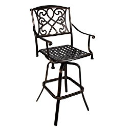 Best Choice Products Outdoor Cast Aluminum Swivel Bar stool Patio Furniture Antique Copper Design