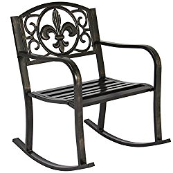 Best Choice Products Patio Metal Rocking Chair Porch Seat Deck Outdoor Backyard Glider Rocker
