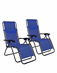Polar Aurora 2pack Blue Color Zero Gravity Chairs Recliner Lounge Patio Chairs Folding