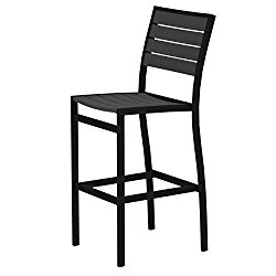 POLYWOOD A102FABGY Euro Bar Side Chair, Textured Black/Slate Grey