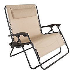Pure Garden Zero Gravity Loveseat with Pillow and Cup Holder
