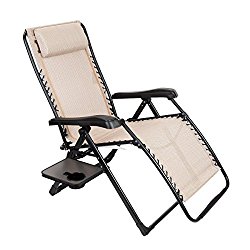 Timber Ridge Oversized XL Zero Gravity Adjustable Recliner Lounge Patio Chair with Side Table Supports 350lbs