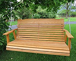 4′ Cedar Porch Swing, Amish Crafted W/stained Finish – Includes Chain & Springs