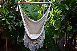 Handmade Hammock Chair, Hanging Chair, Swing Chair, Patio Swing, Porch Swing, All Natural Off-White Indoor / Outdoor Macrame Chair – Socially Positive! (Off-White)