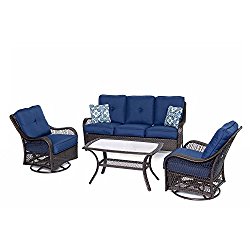 Hanover ORLEANS4PCSW-B-NVY Orleans 4 Piece All-Weather Patio Set, Navy Blue