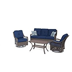 Hanover ORLEANS4PCSW-G-NVY Orleans 4 Piece All-Weather Patio Set, Navy Blue