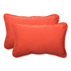 Pillow Perfect Rectangular Throw Pillow with Melon Sunbrella Fabric, Set of 2