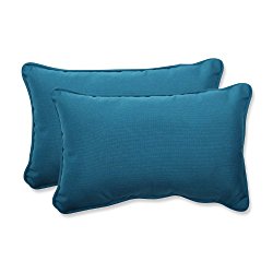 Pillow Perfect Rectangular Throw Pillow with Sunbrella Spectrum Peacock Fabric, Set of 2