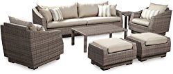 RST Brands 8-Piece Cannes Sofa and Club Chair Deep Seating Group Patio Furniture Set, Slate Gray