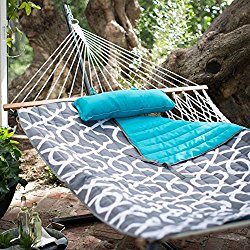 Algoma 11 ft. Cotton Rope Hammock with Metal Stand Deluxe Set (1)