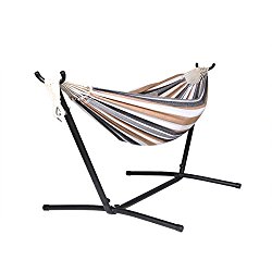 Unionline 9′ Denim Double Hammock with Space Saving Steel Stand