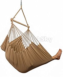 XXL Hammock Chair Swing by Hammock Sky – For Patio, Porch, Bedroom, Backyard, Indoor or Outdoor – Includes Hanging Hardware and Drink Holder (Iced Coffee)