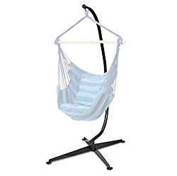 Flexzion Hammock C Stand (Black) – Solid Steel Construction “C” Shape For Air Porch Swing Any Hanging Chair Ideal for Oudoor and Indoor Bedroom Weight Capacity 300 LBS