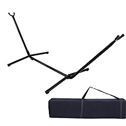 OnCloud 9 FT Hammock Stand Only Heavy Duty Indoor Outdoor Universal Space Saving Steel with Carrying Case 450 Pounds Capacity Black