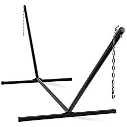 Sundale Outdoor 15 Feet Heavy Duty Steel Hammock Stand with Hooks and Chains, for Spreader Bar Hammocks, 450 Pounds Capacity (Black)