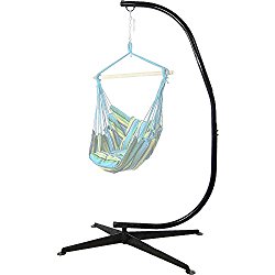 Sunnydaze Durable Steel C-Stand for Hanging Hammock Chairs and Swings, 300 Pound Capacity