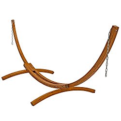 Sunnydaze Solid Wood Curved Arc Hammock Stand with Hooks and Chains, 2 Person, 12 Feet Long, 400 Pound Capacity