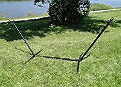 Universal Hammock Stand by Hammock Universe – 9.5 ft Heavy Duty Steel Stand for Non Spreader Bar Hammocks including Brazilian, Mayan & Nicaraguan – Great for Outdoors, Patio, Backyard [Black]