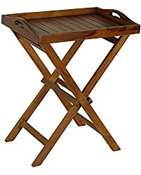 Bare Decor Kalos Outdoor Solid Teak Wood Tray Table, 30-Inch, Brown