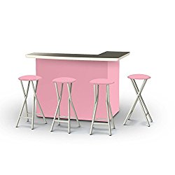 Best of Times Portable Patio Bar Table with Stools, Ice Cream Parlor