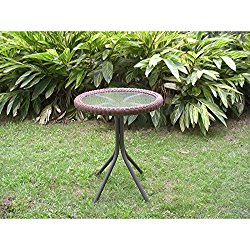 Outdoor Resin Wicker and Glass-top Bistro Table