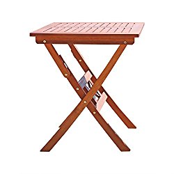 VIFAH V03 Outdoor Wood Folding Bistro Table,Natural Wood Finish, 24 by 24 by 28-Inch