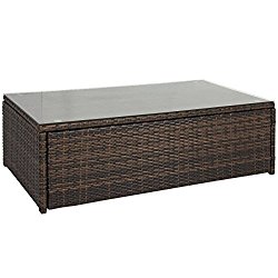 Best Choice Products Outdoor Wicker Glass Top Coffee Table Patio Garden Rattan Furniture Backyard